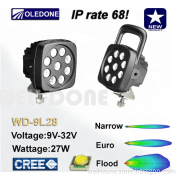 27W 2970 Lumens, IP68 CREE LED Work Light, with Handle for Optional